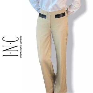 INC Khaki w/ faux leather accents Pants size 8